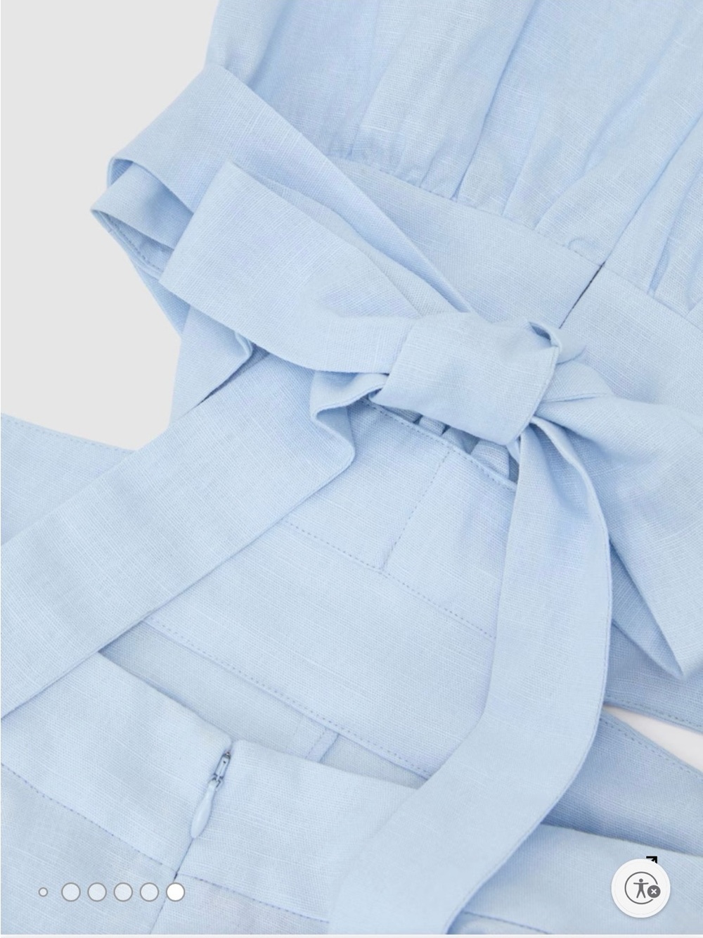 REISS Hazel Linen-Cotton Cut-Out Midi Dress in Blue 2026SS - Picture 7 of 7